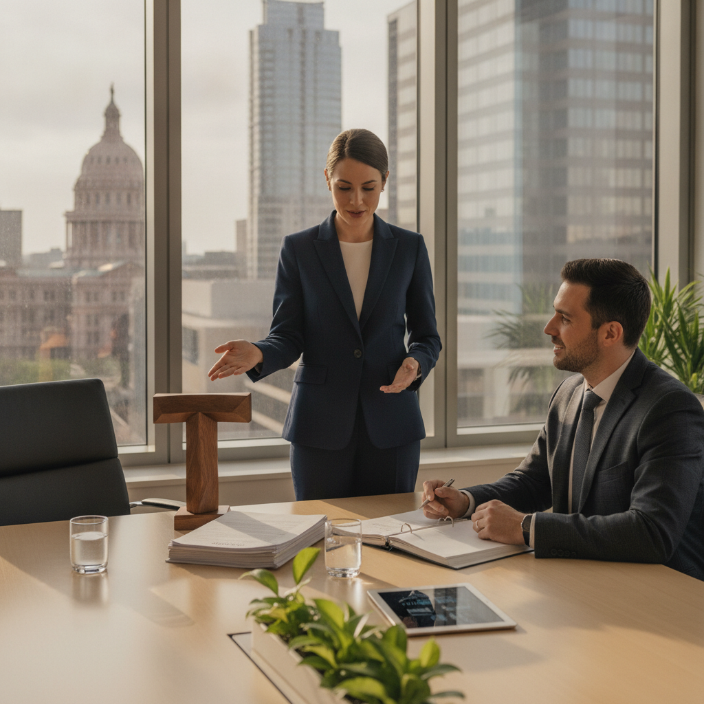 editorial photography, on-brand for a professional blog hero, attorney meeting, no logo, no text. Concept: texas trusts - what you need to know. Practical guidance from Goodcatt and Associates, Estate